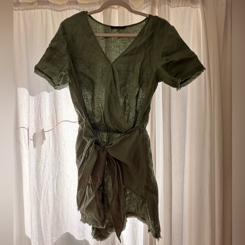 Olive Green Wrap Romper